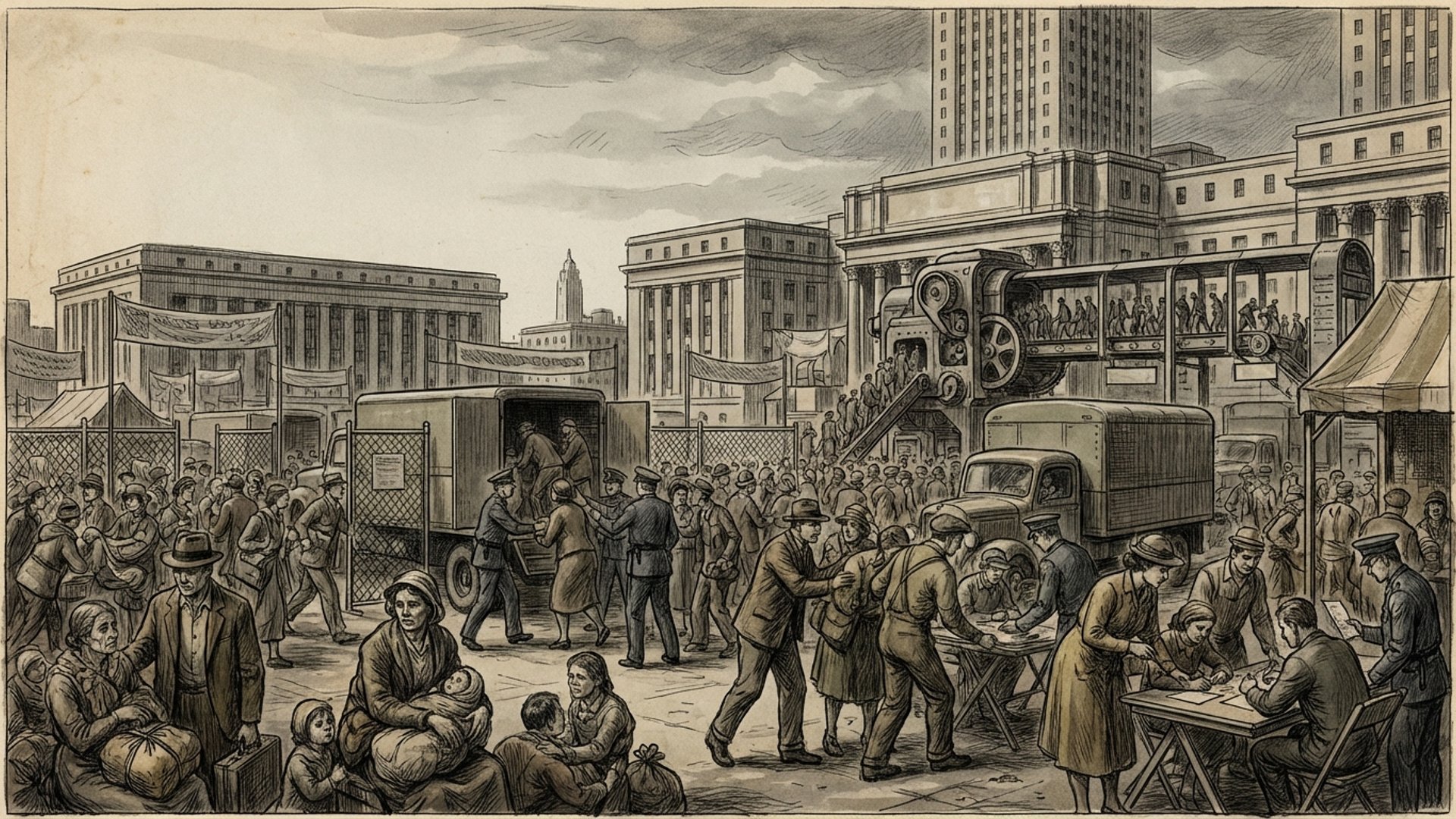Immigration policy timeline showing border crossings, detention facilities, and policy changes across a decade of shifting enforcement