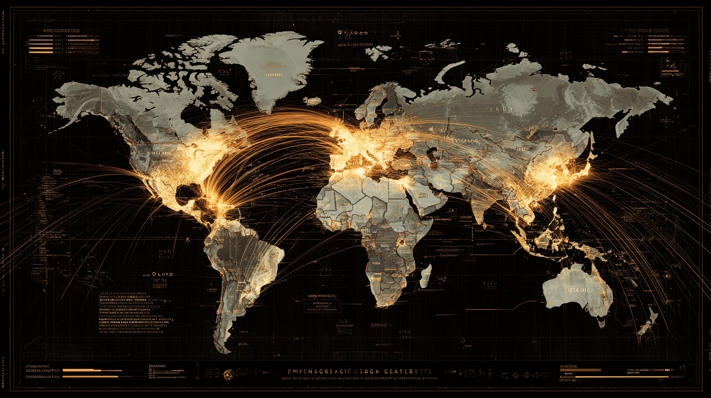Strategic map overlaid with threat assessment cards showing international and domestic targets
